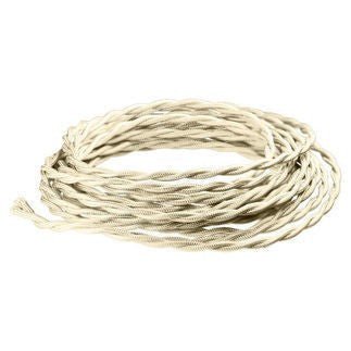 Cream Twisted cloth wire - Per ft - 18 AWG - Nostalgicbulbs.com