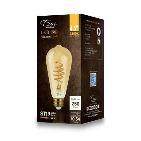 Curved LED Spiral Filament Edison Bulb - 4.5 Watt - 2200K - Amber - Nostalgicbulbs.com