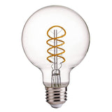 Curved LED Spiral Filament Edison Glob Bulb - 4 Watt - 2200K- Clear - Nostalgicbulbs.com