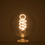 Curved LED Spiral Filament Edison Glob Bulb - 4 Watt - 2200K- Clear - Nostalgicbulbs.com