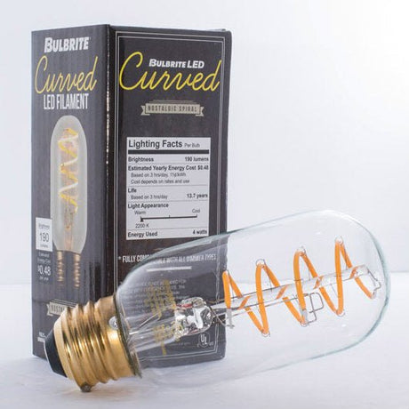 Curved LED Spiral Filament Edison Radio Bulb - 4 Watt - 2200K - Nostalgicbulbs.com