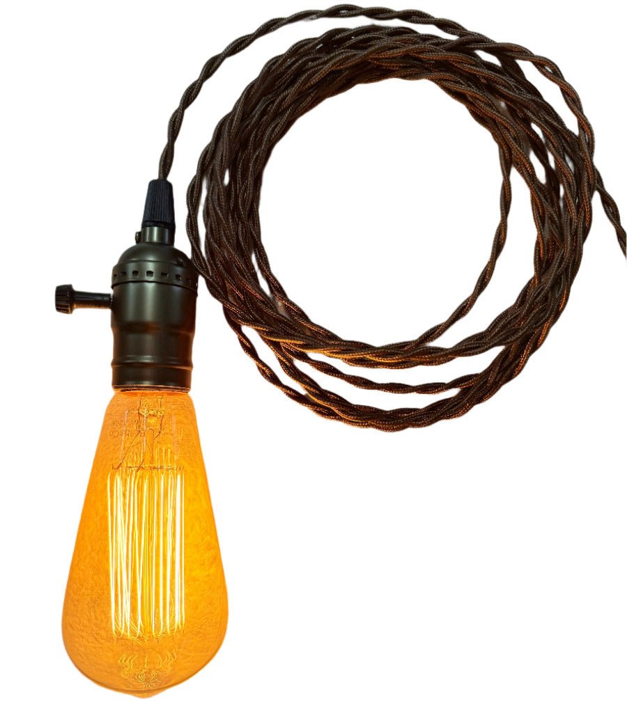 Dark Antique Brass Plug - In Hanging Lamp - Nostalgicbulbs.com