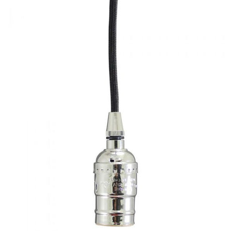 DIY Pendant Light - Black Cord with Polished Nickel Light Socket - Nostalgicbulbs.com