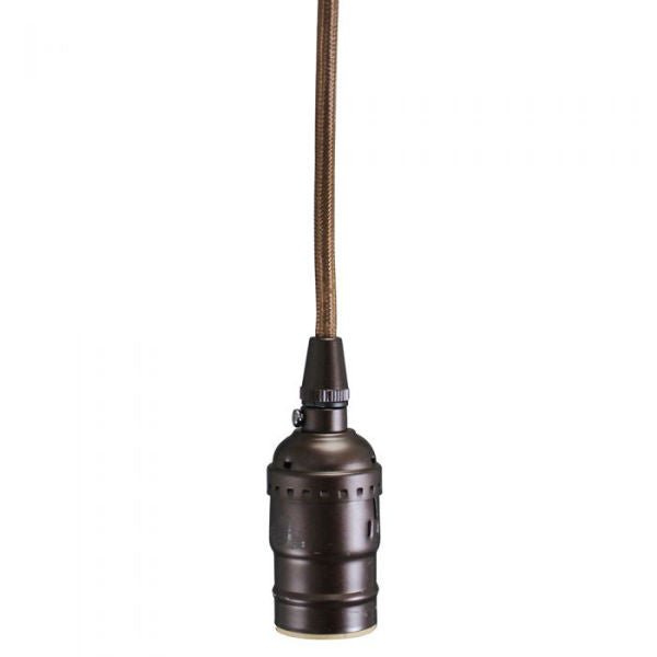 DIY Pendant Light - Brown Cord with Bronze Light Socket - Nostalgicbulbs.com