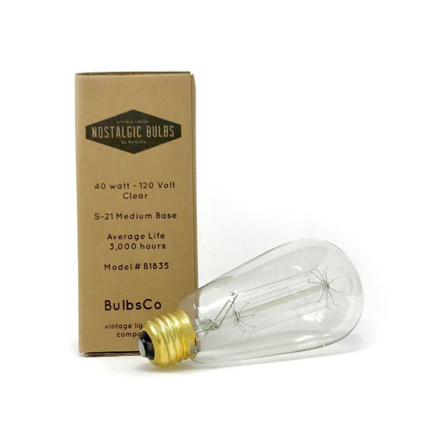 Edison Bulb - 40 Watt - 5.5 In. Length - Squirrel Cage Filament - Clear - Nostalgicbulbs.com