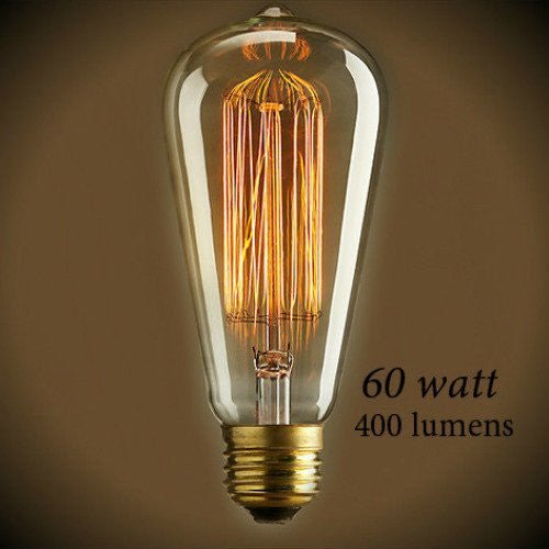 Edison Bulb - 60 Watt - 5.5 In. Length - Squirrel Cage Filament - Amber - Nostalgicbulbs.com