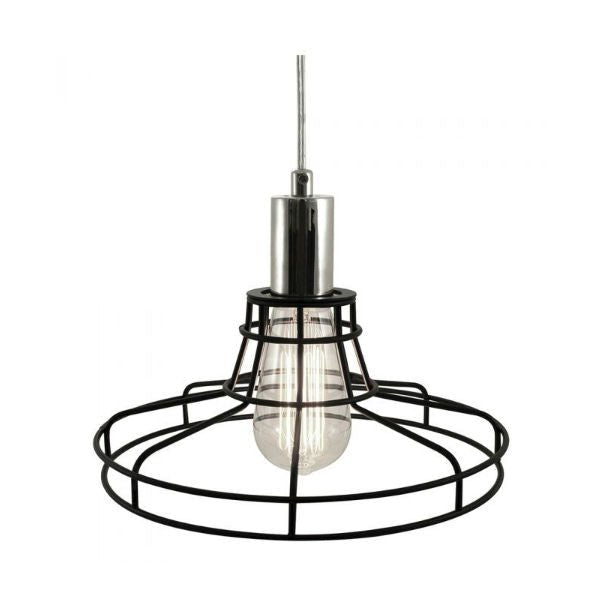 Edison Pendant Lamp with Black Metro Style Cage - Nostalgicbulbs.com