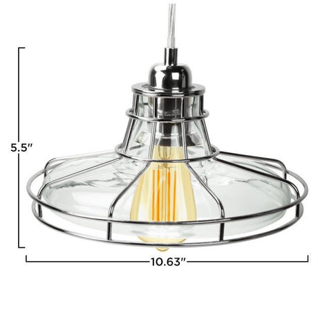 Edison Pendant Lamp with Chrome Metro Style Cage and Clear Glass - Nostalgicbulbs.com