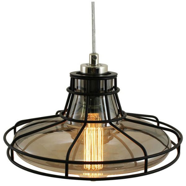 Edison Pendant Lamp with Smoke Glass and Cage - Nostalgicbulbs.com