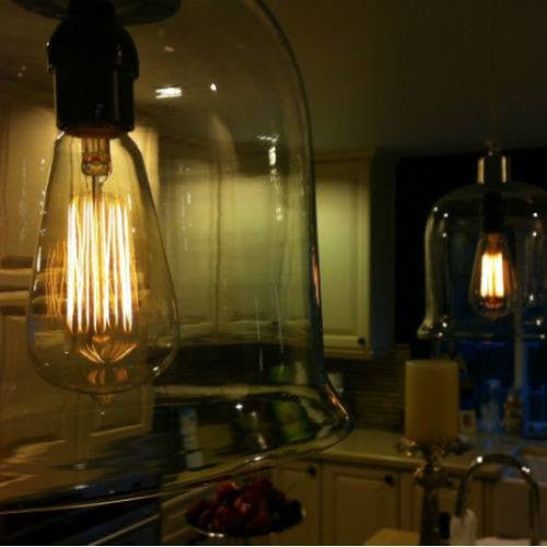 Edison Squirrel Cage Filament 30 Watt Bulb - 5.5 in. Length - Amber - Nostalgicbulbs.com