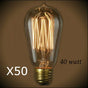 Edison Style - Vintage 40 Watt Bulb - 4.95 in. Length - 50 Bulb Pack - Nostalgicbulbs.com