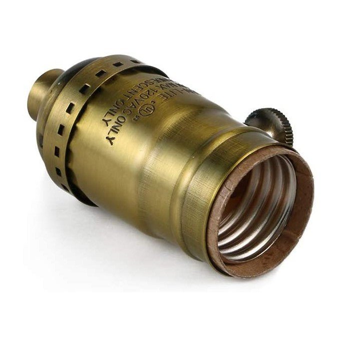 Full Range Dimmer Antique Brass Socket - Medium E26 Base - Nostalgicbulbs.com