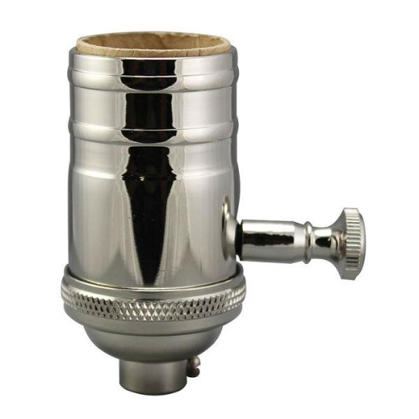 Full Range Turn Knob Dimmer Socket - Polished Nickel - Nostalgicbulbs.com