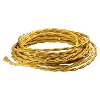 Gold Twisted cloth wire- Per ft. - 18 AWG - Nostalgicbulbs.com