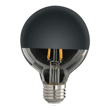 Half Black Globe Bulb - 4.5 Watt - Clear - 2700K - 350 Lumens - Nostalgicbulbs.com