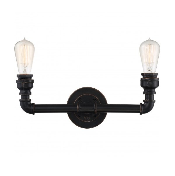 Industrial Bronze Finish 2 Edison Lights Vanity Fixture - Nostalgicbulbs.com