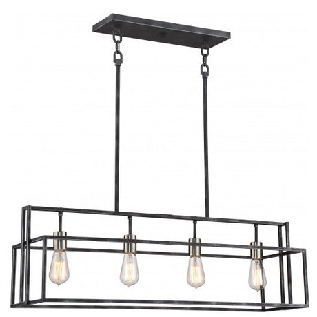 Iron Black with Brushed Nickel 4-Light Island Pendant - Nostalgicbulbs.com