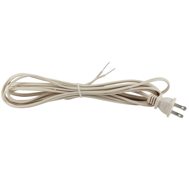 Ivory Parallel Cord set with molded Plug - 8 ft. - 10 ft. - Nostalgicbulbs.com