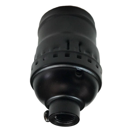 Keyless Short Black Finish Light Socket - Solid Brass - Nostalgicbulbs.com