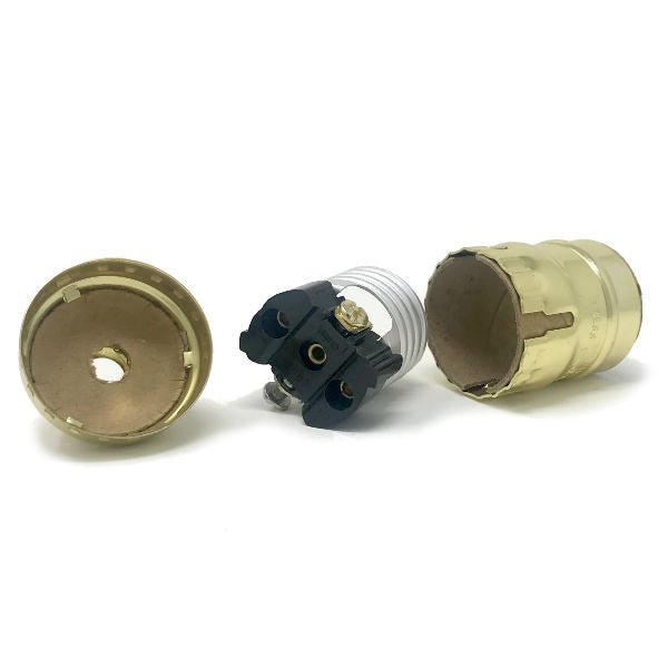 Keyless Short Socket - Polished Gilt Brass - Nostalgicbulbs.com