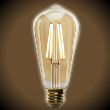 LED Edison Bulb - 6.5 Watt - Edison Style ST19 - 2700K - Amber Glass - Nostalgicbulbs.com