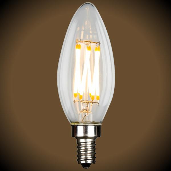 LED Filament Chandelier Bulb - 2 Watt - Clear - Dimmable - Nostalgicbulbs.com