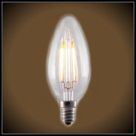 LED Filament Chandelier Bulb - 2 Watt - Clear - Dimmable - Nostalgicbulbs.com