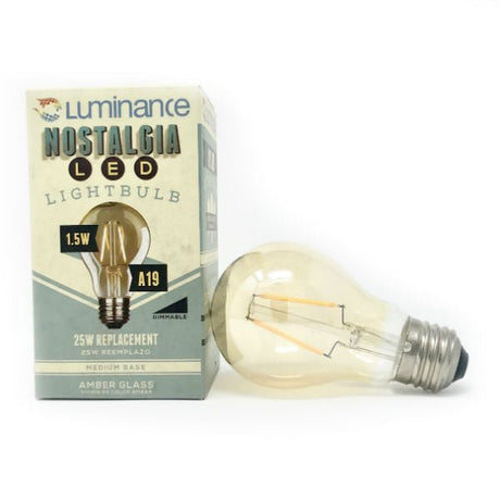 LED Filament Edison Bulb - A19 Vintage - 1.5 Watt - Amber - 2500K - 130 Lumens - Nostalgicbulbs.com