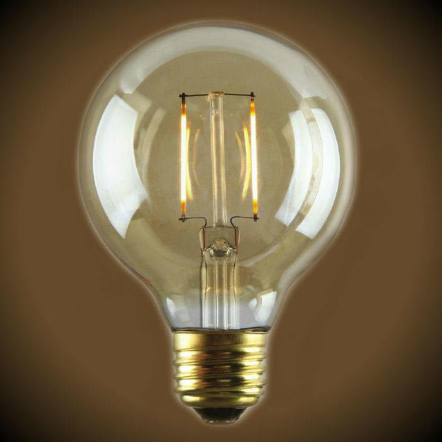LED Filament Edison Light Bulb - G25 Globe - 1.5 Watt - Amber - 2200K - Nostalgicbulbs.com
