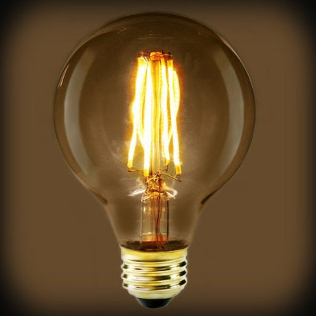 LED Filament Edison Light Bulb - G25 Globe - 7 Watt - Amber - 2200K - Nostalgicbulbs.com