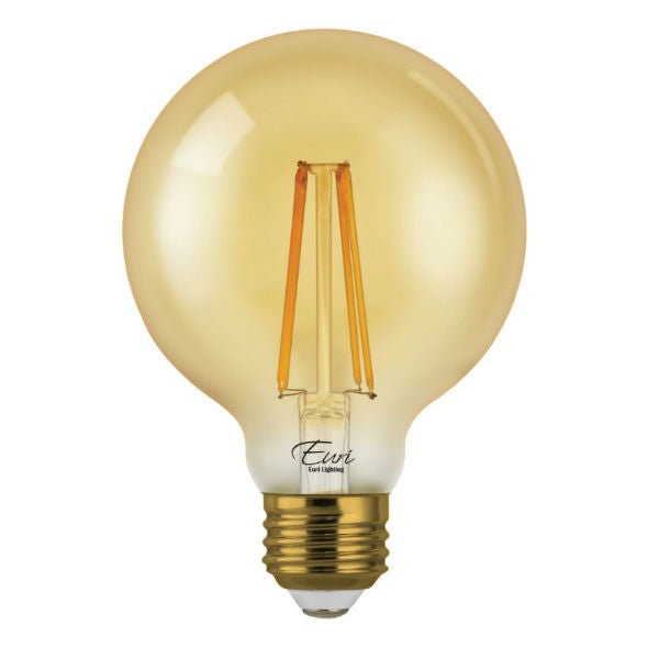 LED Filament Edison Light Bulb - G25 Globe - 7 Watt - Amber - 2200K - Nostalgicbulbs.com
