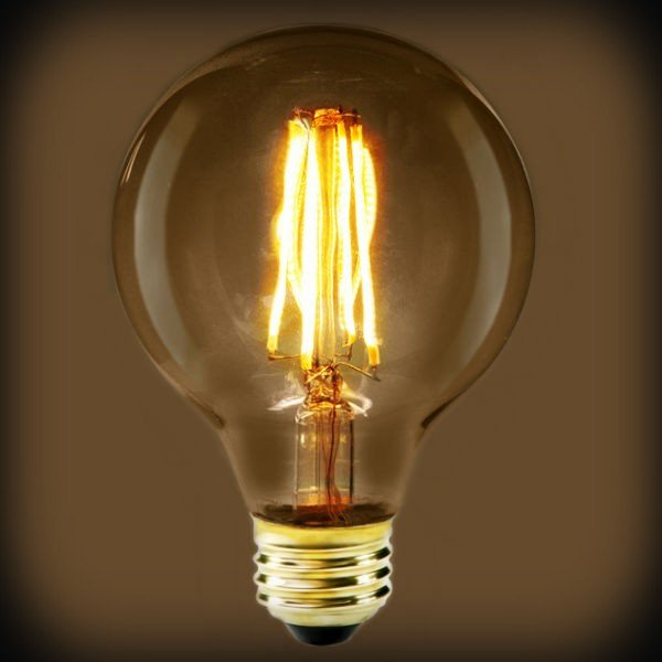 LED Filament Edison Light Bulb - G25 Globe - 7 Watt - Amber - 2400K - Nostalgicbulbs.com