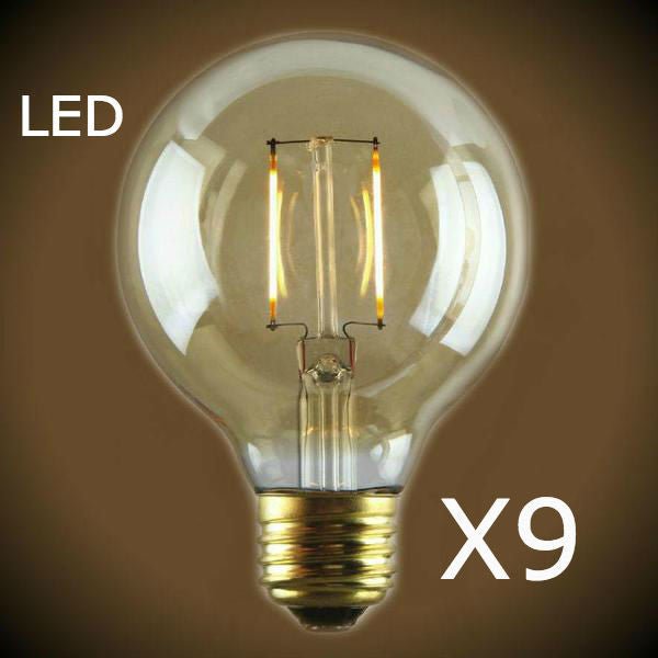 LED Filament Edison Light Bulb - G25 Globe - 9 Bulb Pack - Nostalgicbulbs.com