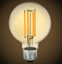 LED Filament Edison Light Bulb - G30 Globe - 5 Watt - Amber - 2200K - Nostalgicbulbs.com