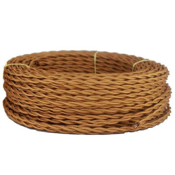 Light Bronze Twisted cloth wire - Per ft. - 18 AWG - Nostalgicbulbs.com