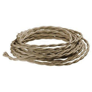 Light Brown Twisted cloth wire - Per ft. - 18 AWG - Nostalgicbulbs.com