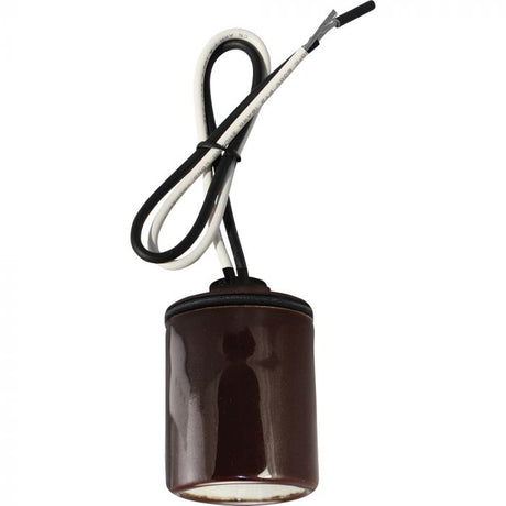 Medium Base Bronze Porcelain Lamp Socket with 18" Leads - Nostalgicbulbs.com