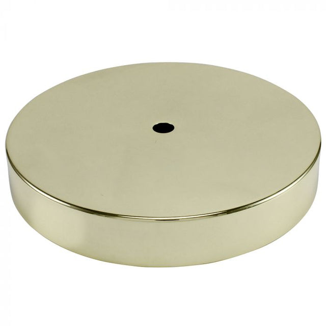 Metal Table Lamp Base - 5" Diameter - Brass Plated - No Side Hole - Nostalgicbulbs.com