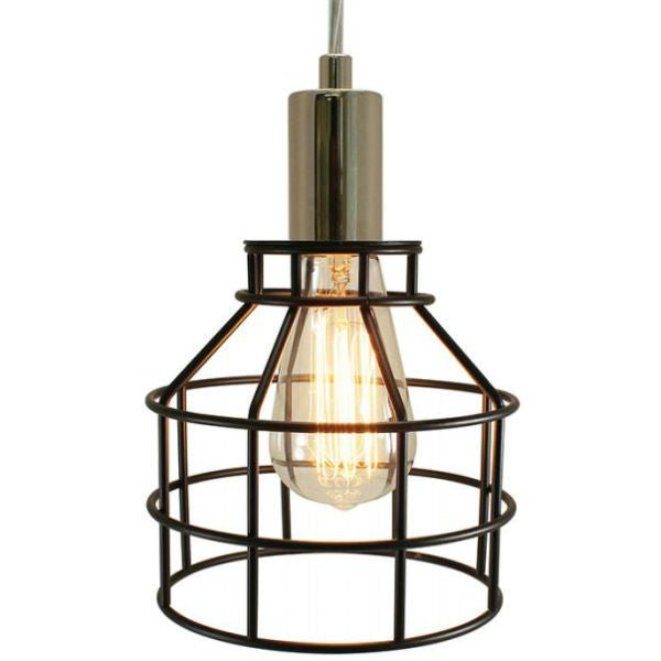 Nickel Plug-In Cage Pendant Lamp - 15 ft. Clear Cord and On/Off Switch - Nostalgicbulbs.com