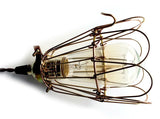 Nostalgic Brown Cloth Twisted cord Cage Lamp - Nostalgicbulbs.com