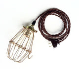 Nostalgic Brown Cloth Twisted cord Cage Lamp - Nostalgicbulbs.com