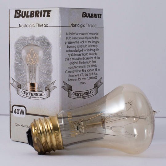 Nostalgic Centennial Light Bulb - 40 Watt - 3.88 in. Length - Nostalgicbulbs.com