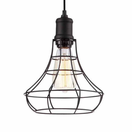 Nostalgic Industrial Black wide cage Pendant Light - Nostalgicbulbs.com