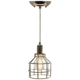 Nostalgic Industrial Polished Nickel Caged Pendant Light - Nostalgicbulbs.com