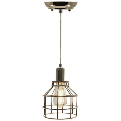 Nostalgic Industrial Polished Nickel Caged Pendant Light - Nostalgicbulbs.com