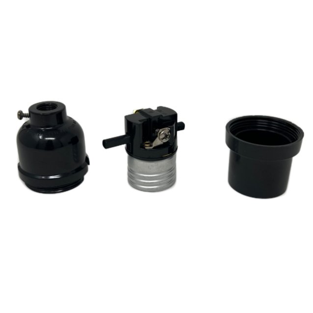 Push Through Black Phenolic Lamp Socket E26 Medium Base