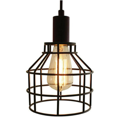 Plug-In Cage Pendant Lamp - 15 ft. Cord and On/Off Switch - Nostalgicbulbs.com