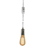 Plug-In Polished Nickel Pendant Lamp - 15 ft. Cord and on/off switch - Black Cage - Nostalgicbulbs.com