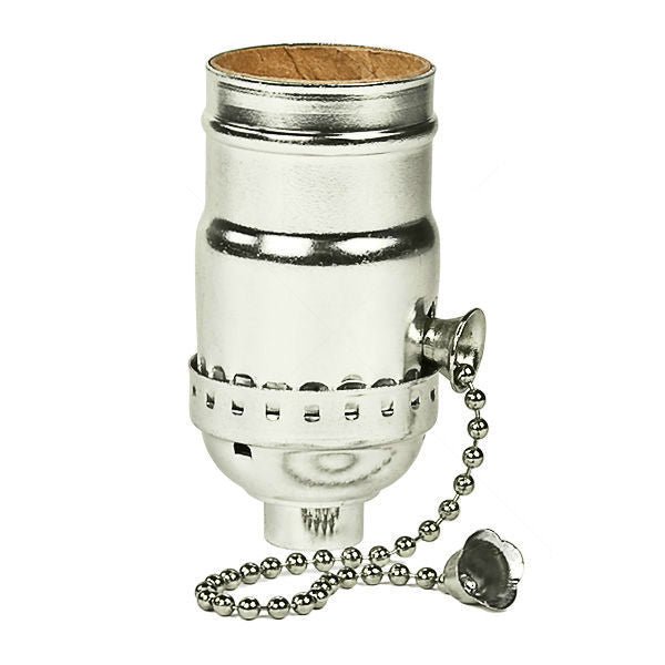 Pull-Chain On/Off Polished Nickel Socket - Nostalgicbulbs.com