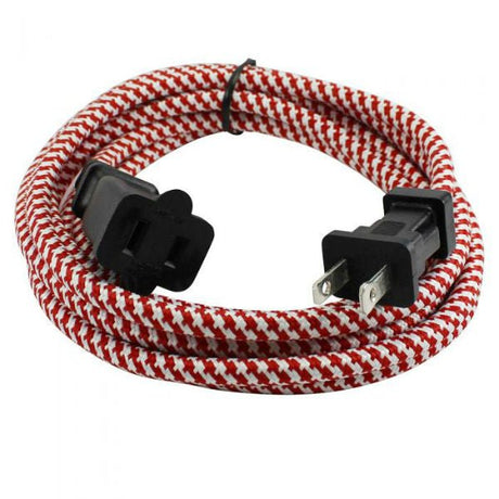 Red and White Cloth Covered Extension Cord 15 ft. SVT 2 - Nostalgicbulbs.com